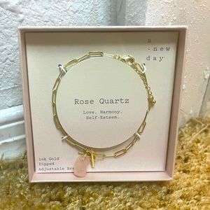 A New Day 14K Gold Dipped Rose Quartz adjustable Bracelet